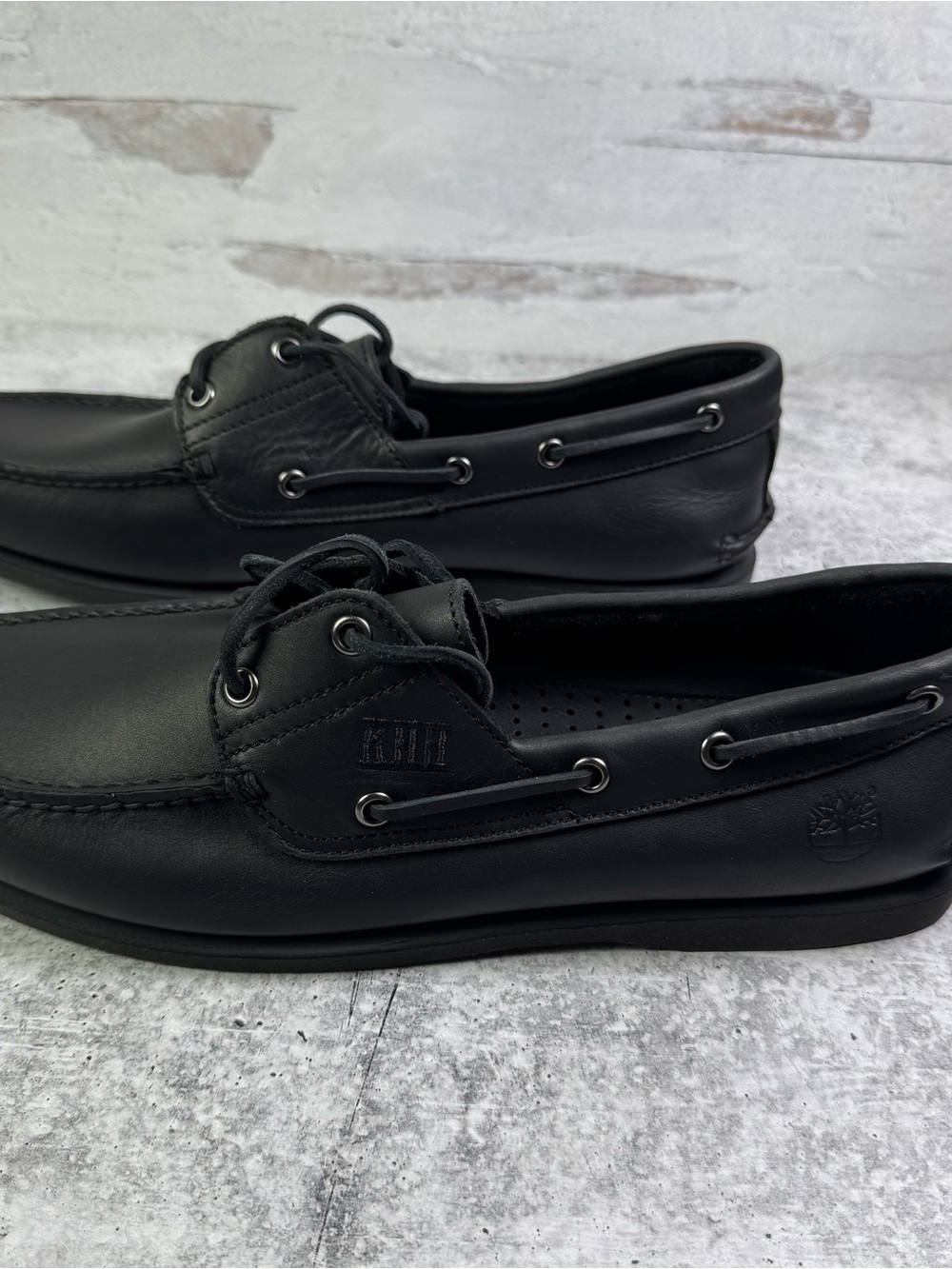 Timberland Custom Classic 2-Eye Leather Boat Shoes Black Men's Size 12 NIB KHH - Picture 2 of 9